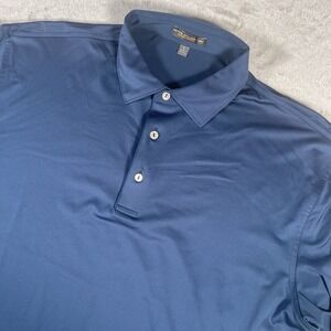 Peter Millar Summer Comfort Polo Shirt Mens Large‎ Blue Golf Embroidered Stretch